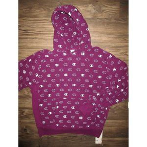 Champion Hoodie Reverse Weave Hoodie All Over Print Purple XL